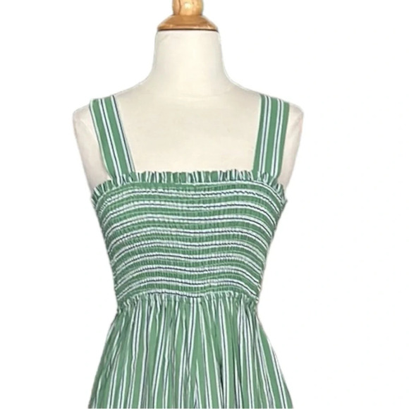 Boho Smocked Bodice Striped Wide Leg Jumpsuit Pockets, XS - Picture 3 of 16